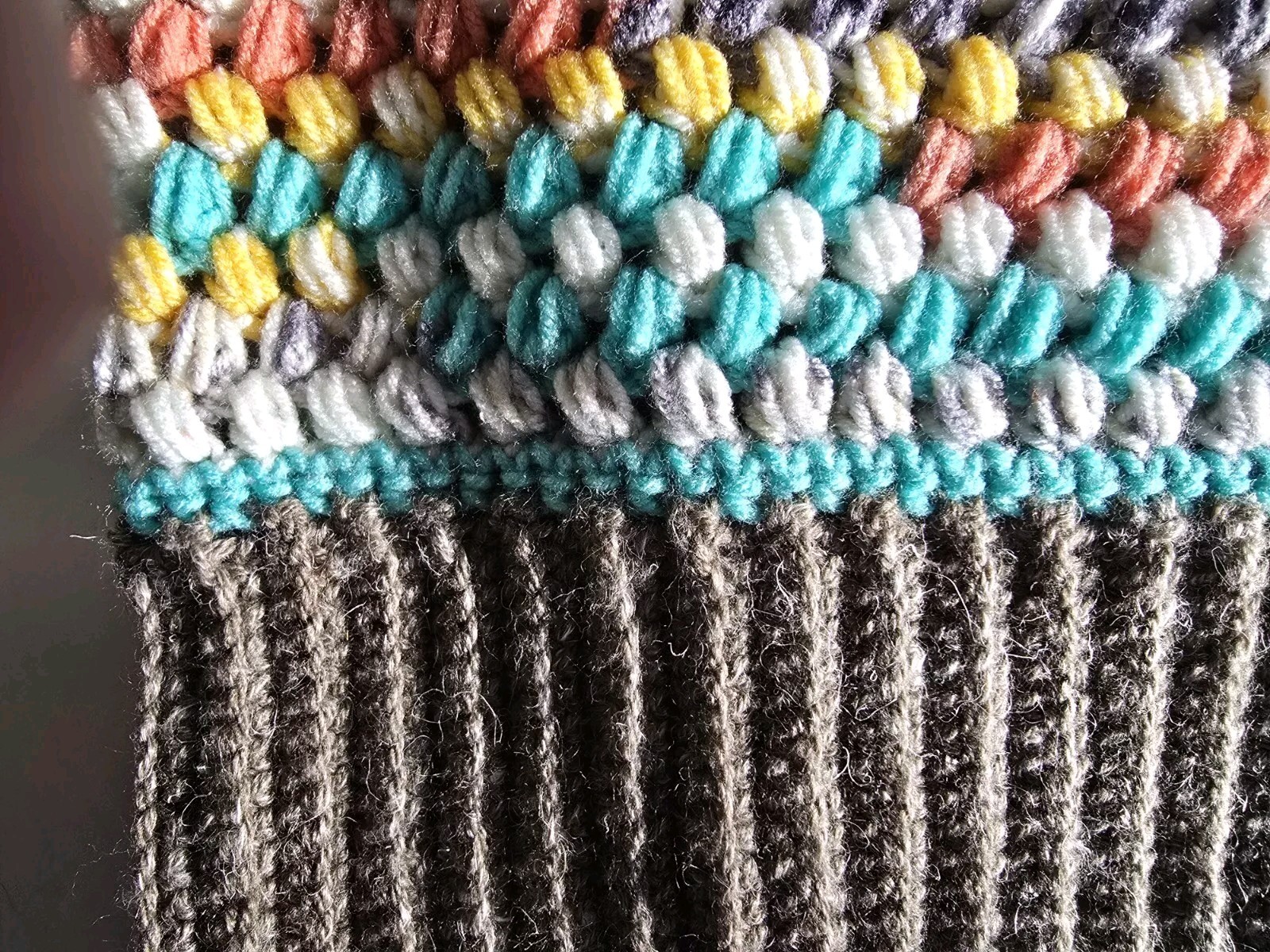 New Handmade Afghan Lap Blanket Ribbed Southwestern Colors 50×46 Easy Care