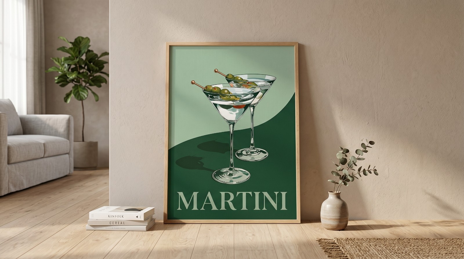 Vintage Martini Art Print Retro Cocktail Poster Mid Century Modern Wall Decor