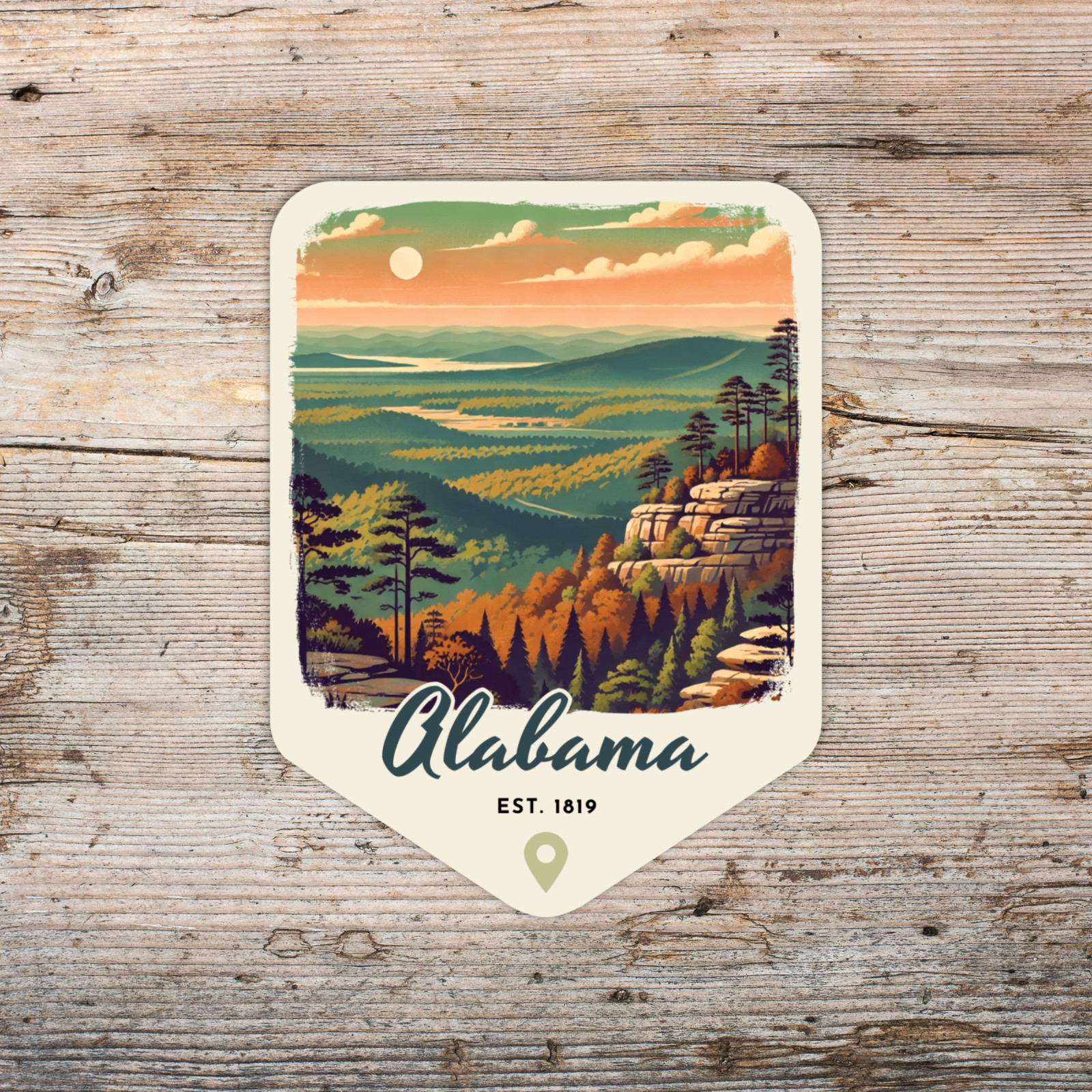 Alabama State Sticker Retro Travel Vinyl Decal