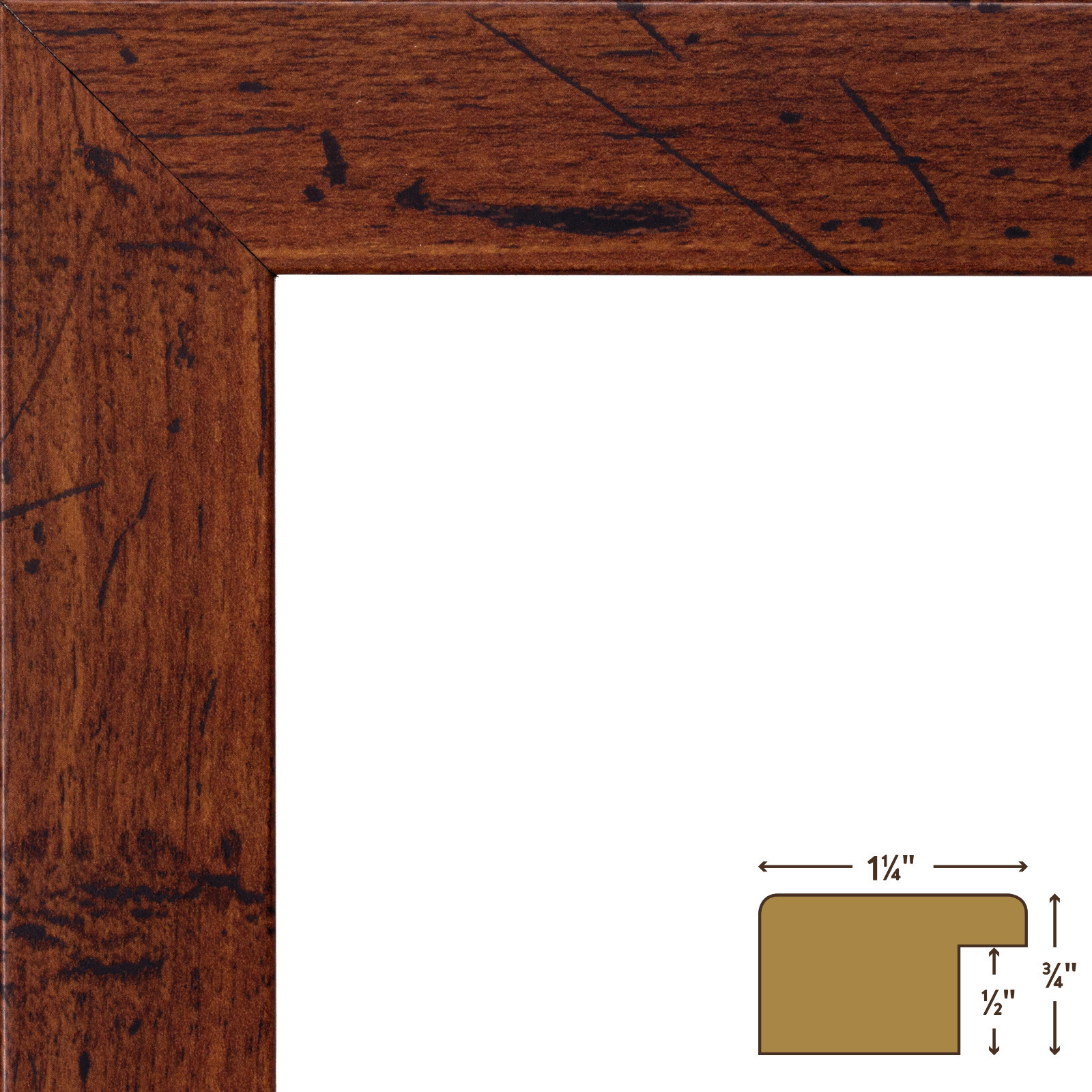 Craig Frames 1.25″ Flat Distressed Rustic Brown Picture Frame