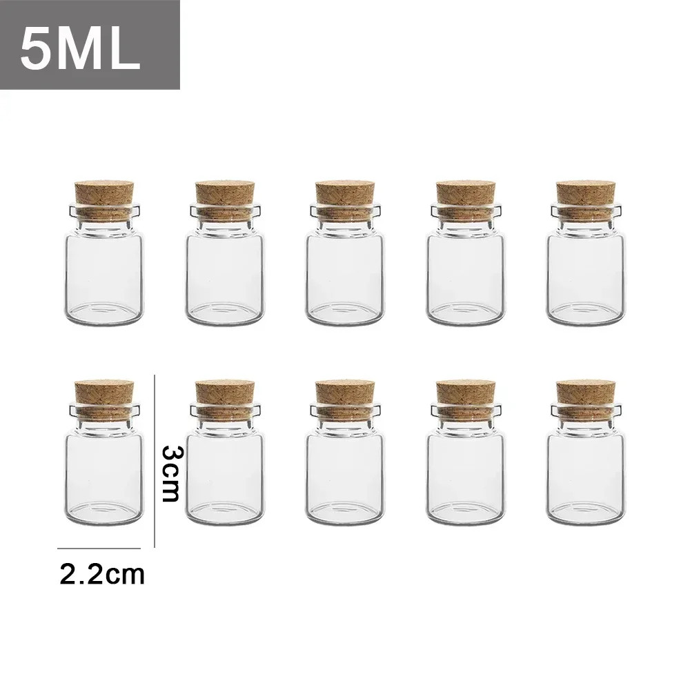 10/20PCS Mini Glass Bottles with Cork Stopper DIY Message Vials Birthday Gift