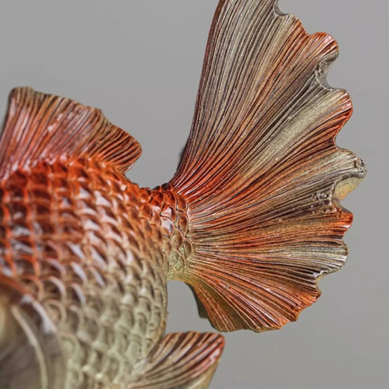 8cm Resin Handcarved Koi Fish Change Color Tea Pet Attract Wealth Ornament