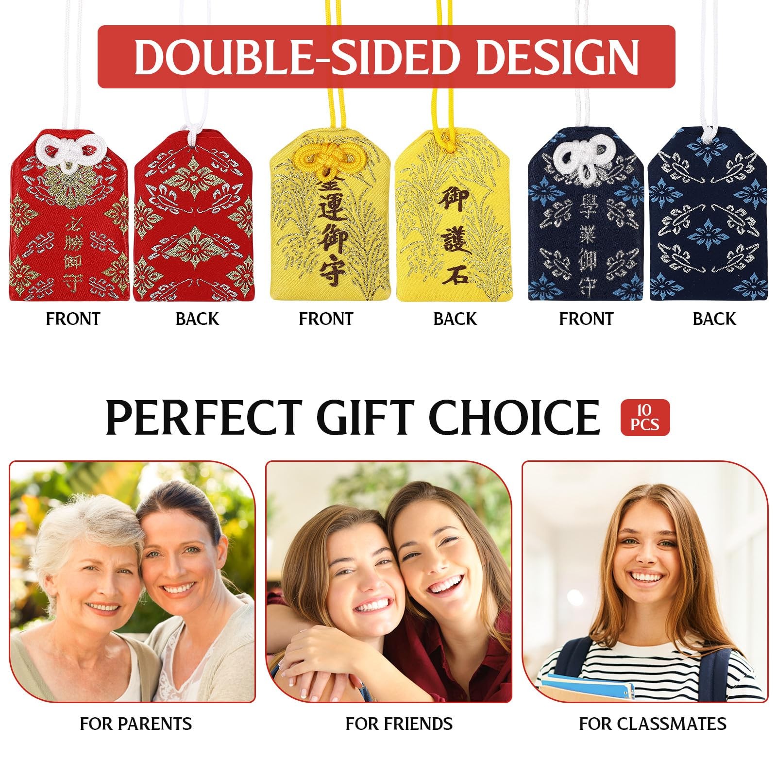 10 Pcs Japanese Omamori Lucky Charms Japanese Blessing Bag Amulet for Car Home