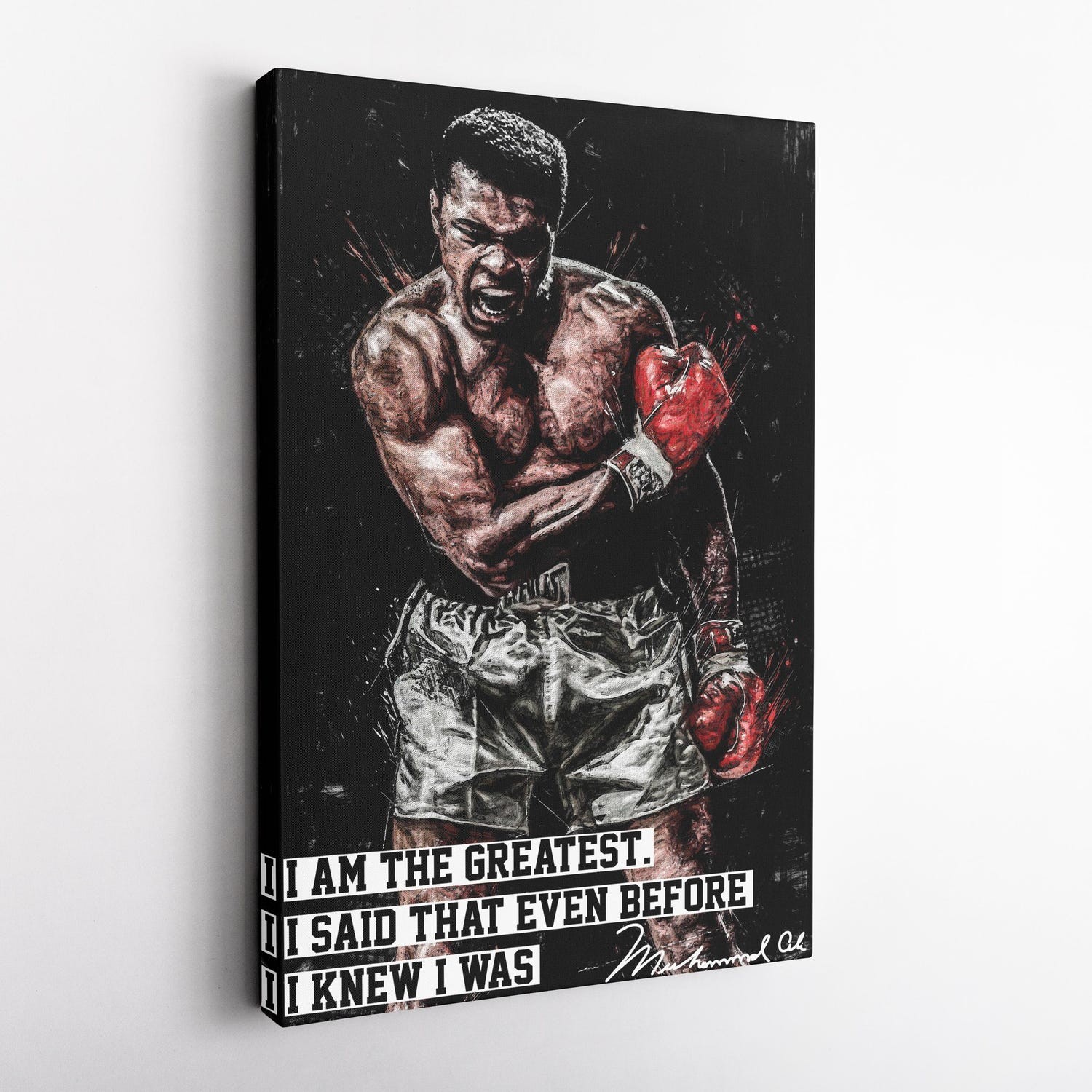 Ali Quote Poster, Muhammad Ali Motivational Canvas Wall Art Decor