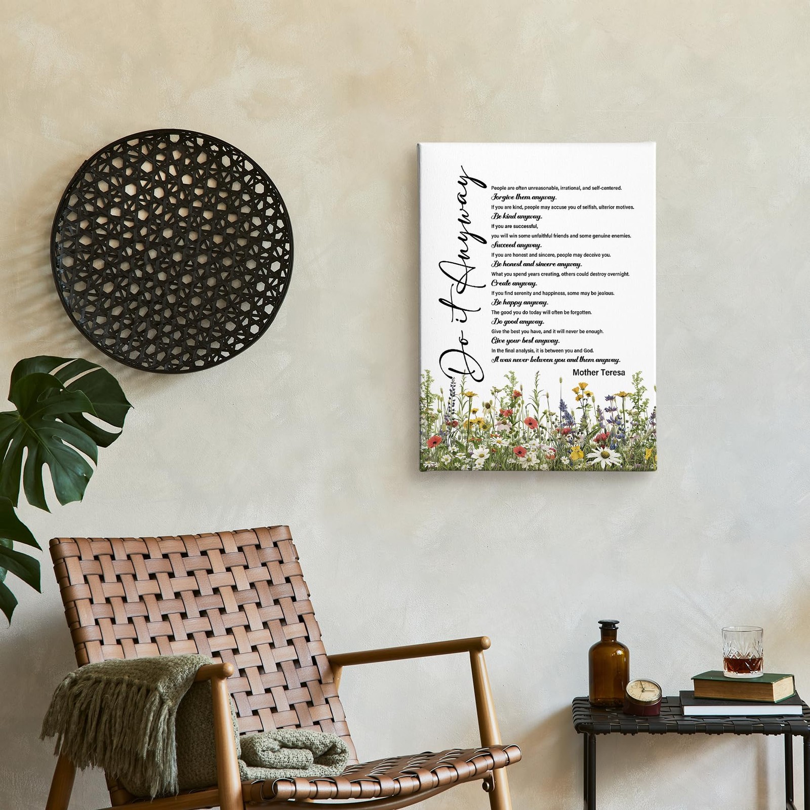 Inspirational Motivational Wall Art Decor – Do It Anyway Mother Teresa Quotes