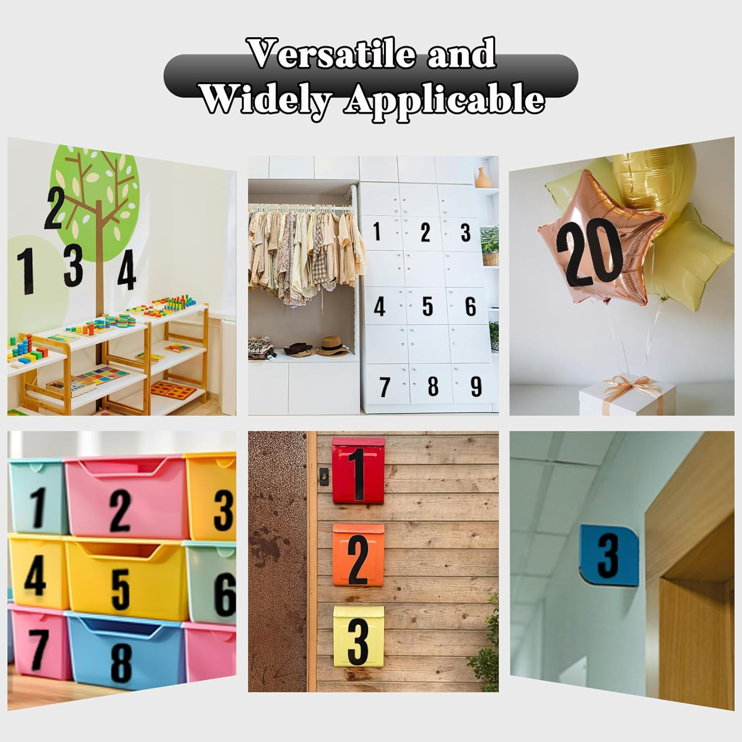 7 Inch Large Number Stickers, 8 Sheets Self-Adhesive Vinyl Number Sticker Decals