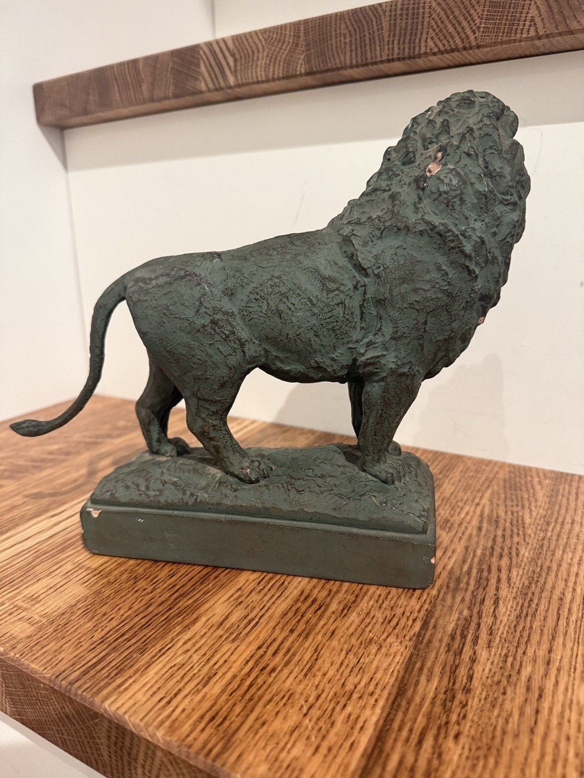 Art Institute Of Chicago Museum Lions Sculptures Pair Medium Green Resin Statues