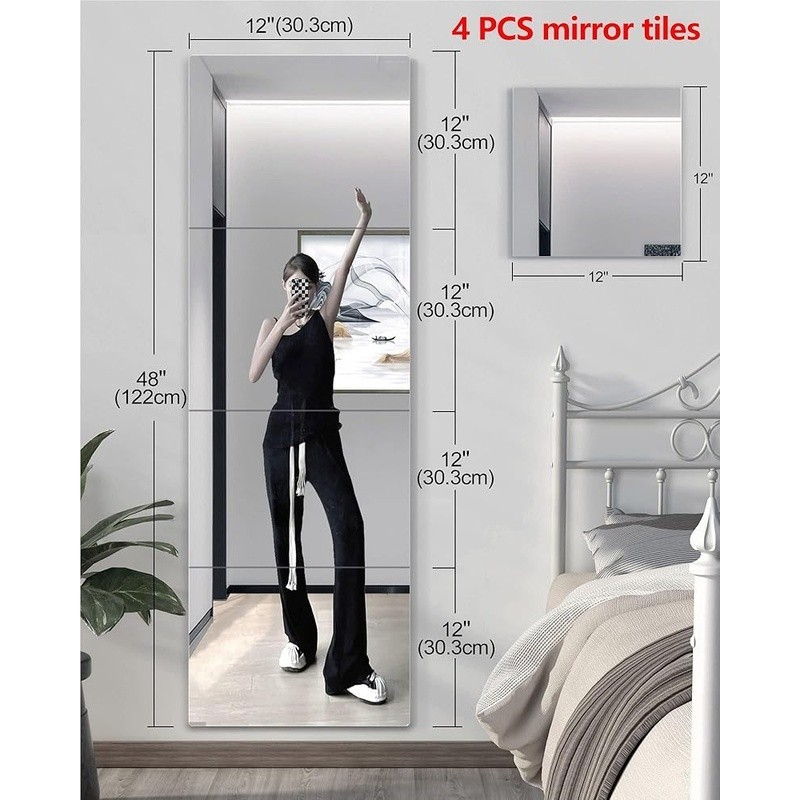 Acrylic Full Length Mirror Shatterproof Body Mirror Easy Installation Home Gym