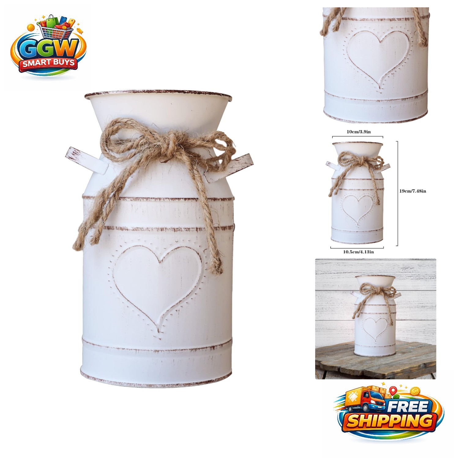 Elegant White Metal Vase for Home – Durable Rustic Decor for All Occasions
