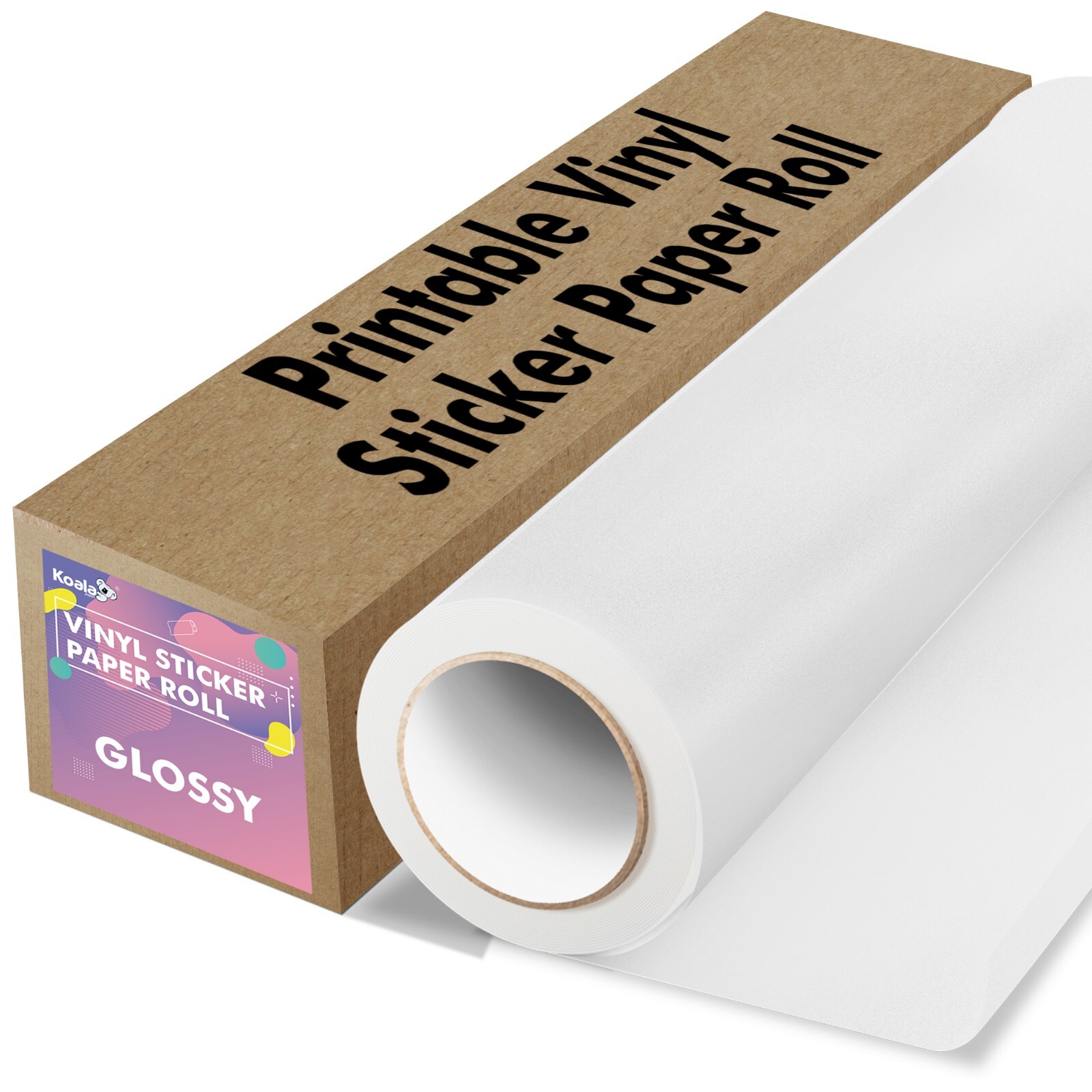 Koala Printable Vinyl Sticker Paper Roll for Inkjet Printer 13″X32.8 FT Glossy