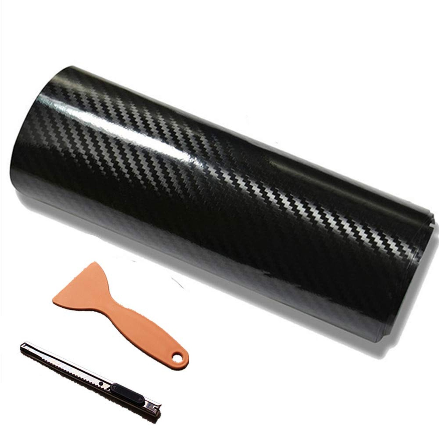DIYAH 5D High Gloss Black Carbon Fiber Vinyl 120″ x 60″ / 10 FT x 5 FT Bubble…