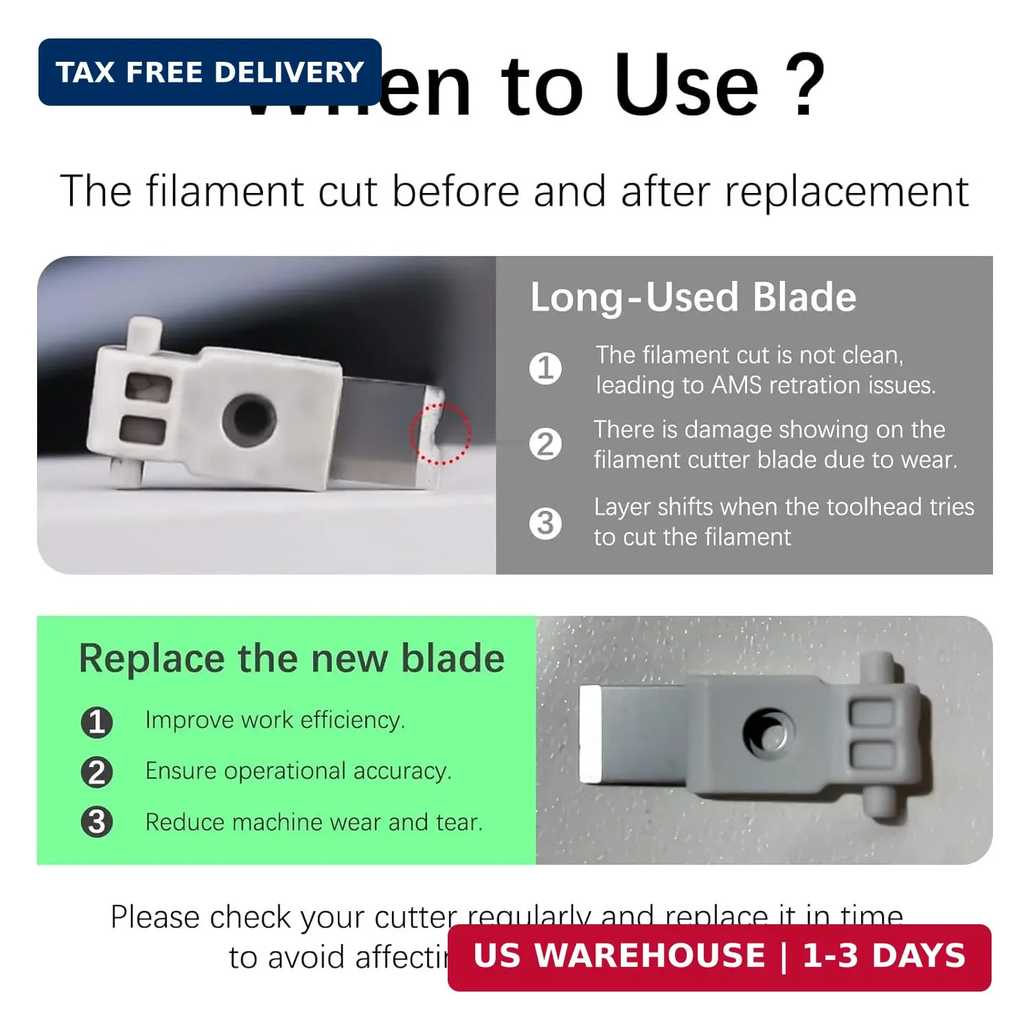 Original Bamboo Lab Replacement Filament Cutter Blade for Bambu lab P1S/P1P/X1/X