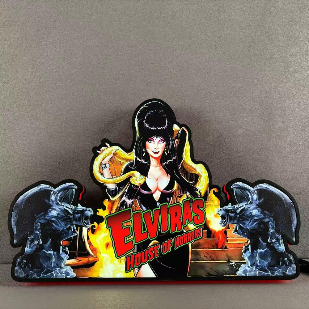 Elvira’s House of Horrors Pinball Topper 3D Printed LED Light Box for Game Decor