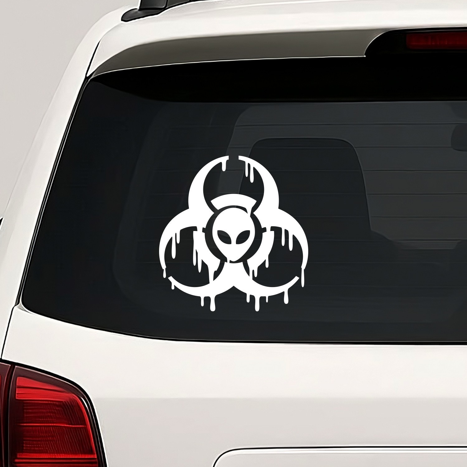 Alien Biohazard Symbol Vinyl Die Cut Decal Sticker – UFO ET Melt Drip Danger