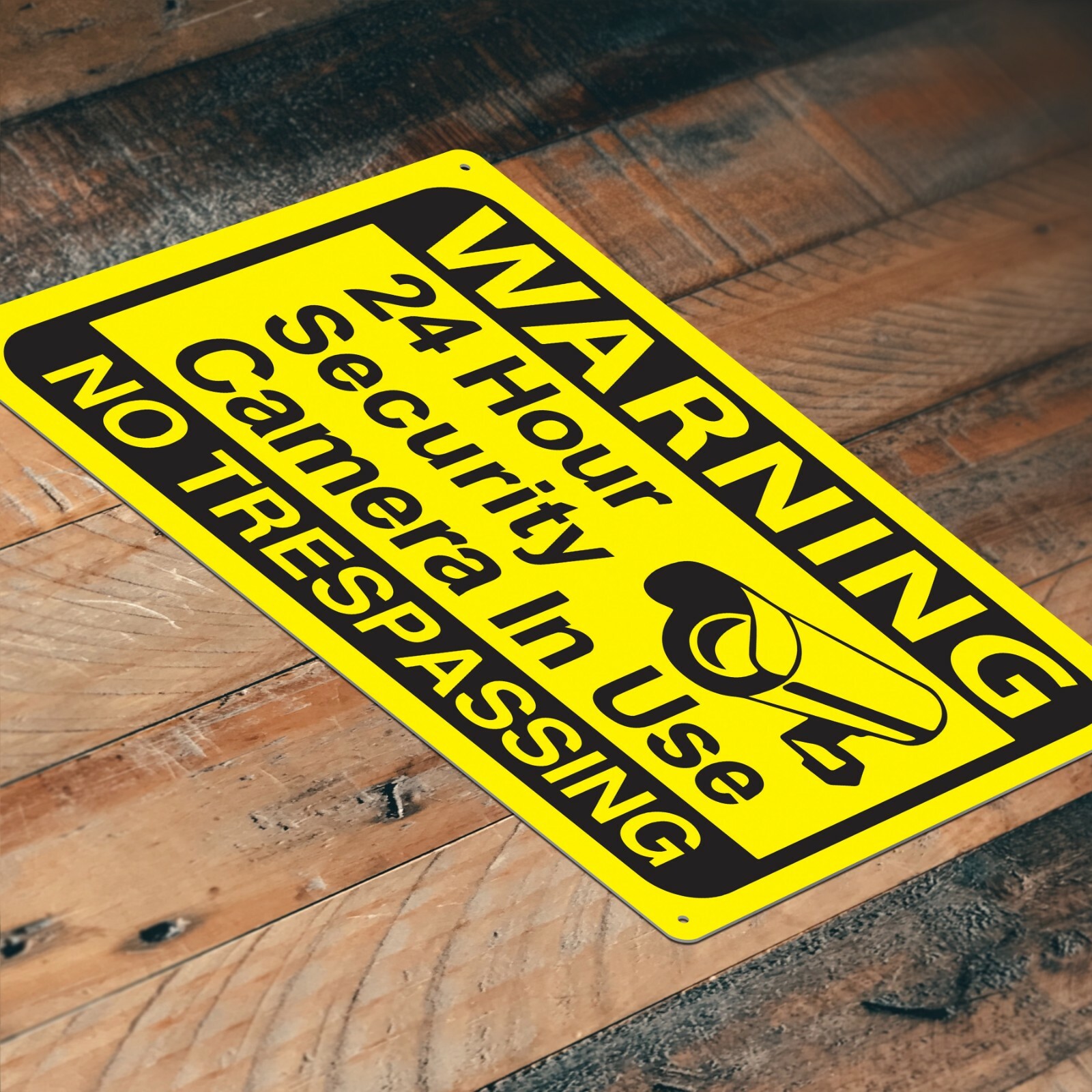 Yellow Warning 24 Hour Video Surveillance No Trespassing Home Security CCTV Sign