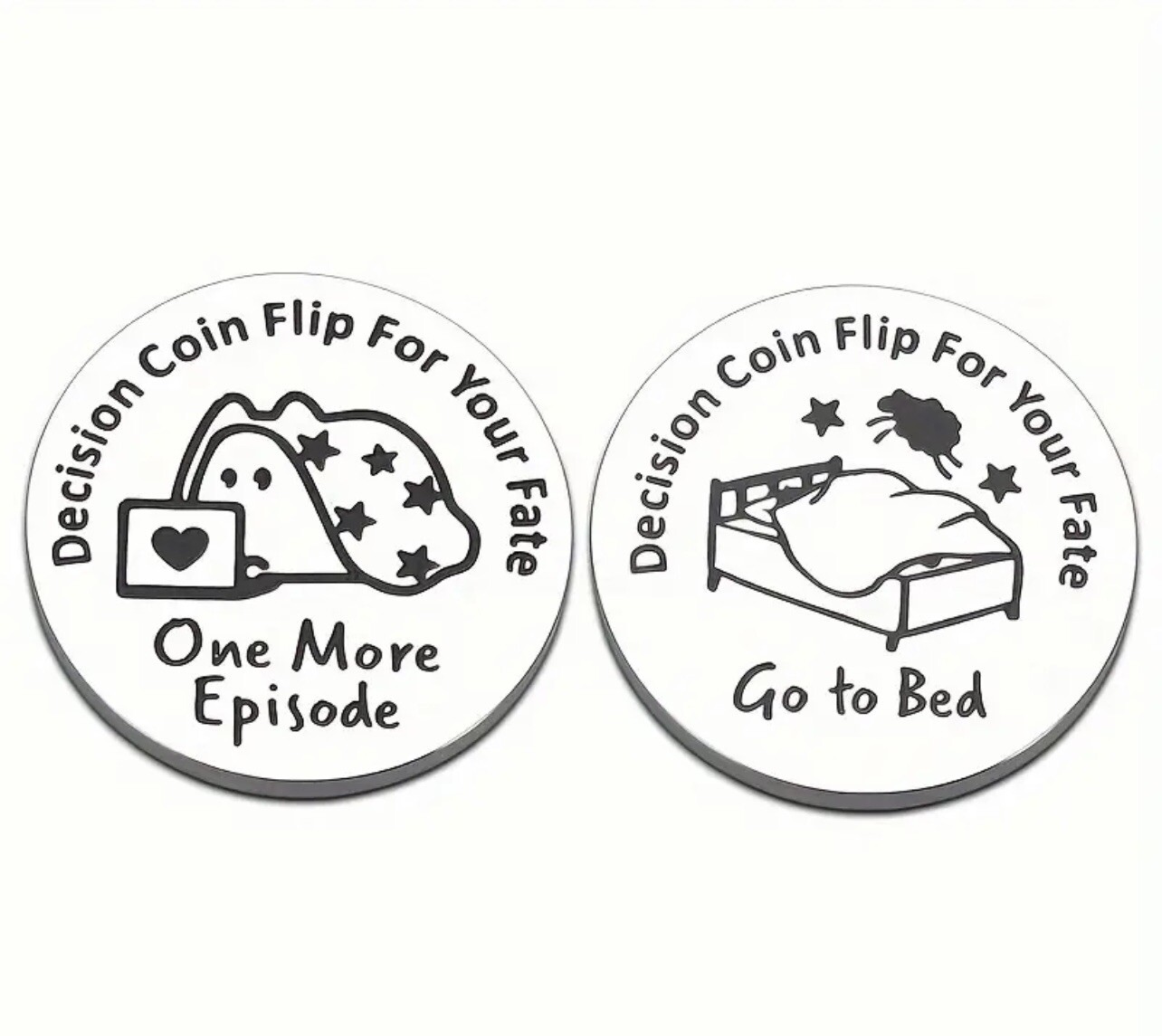 2 Pack One More Episode Go to Bed Novelty Decision Maker TV Coins Free Shipping!