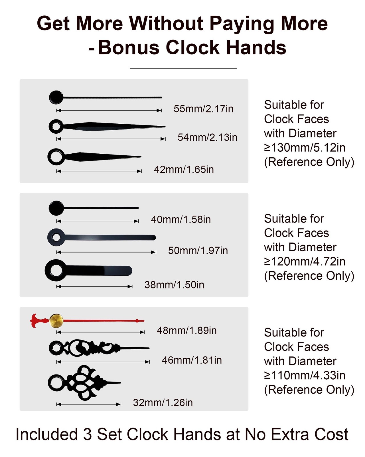 Thick Shaft (3 Set), 6mm/0.24in Thread Length, 13mm/0.51in Overall Length