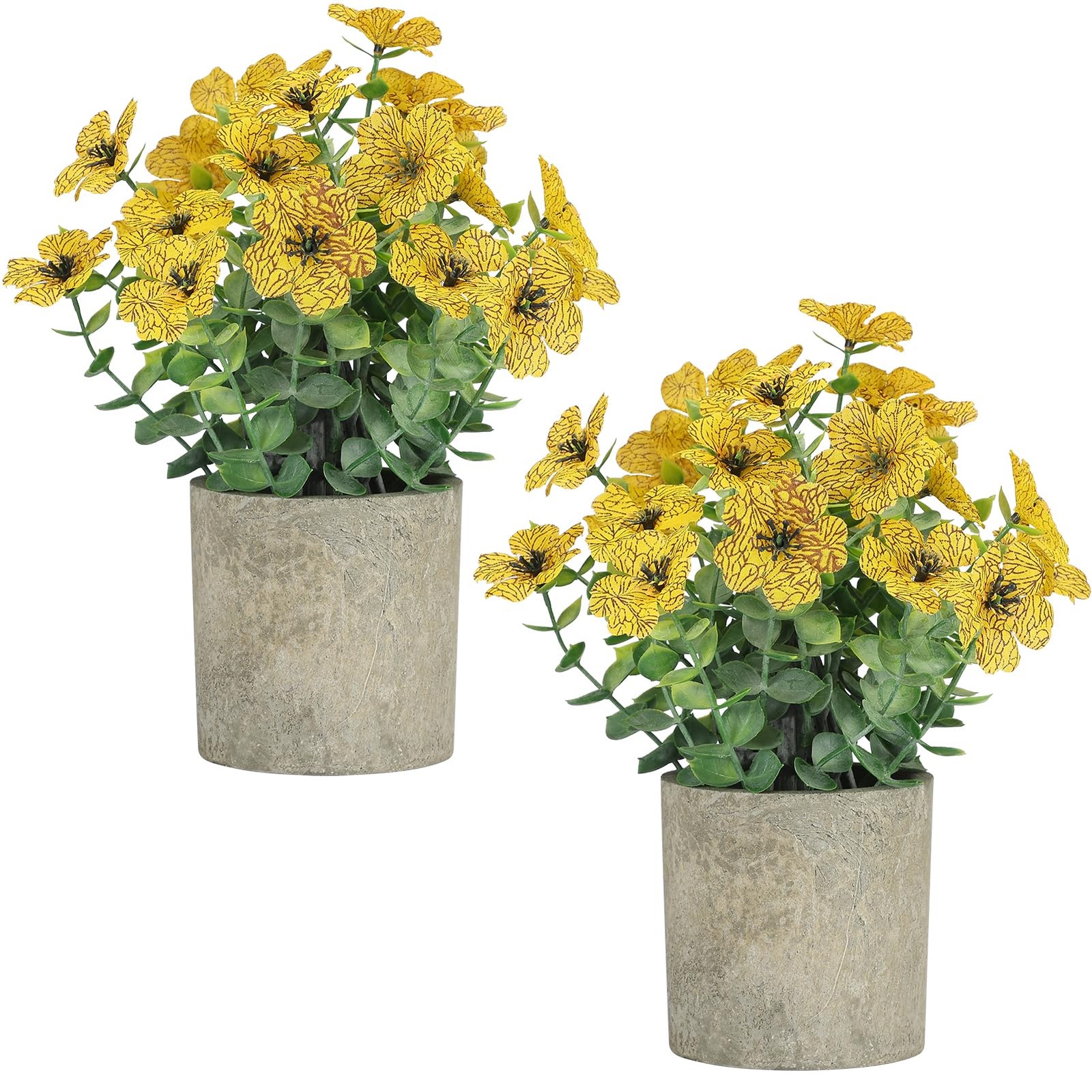 2 Pack Small Fake Plants Potted Artificial Plants Artificial Flowers Potted F…