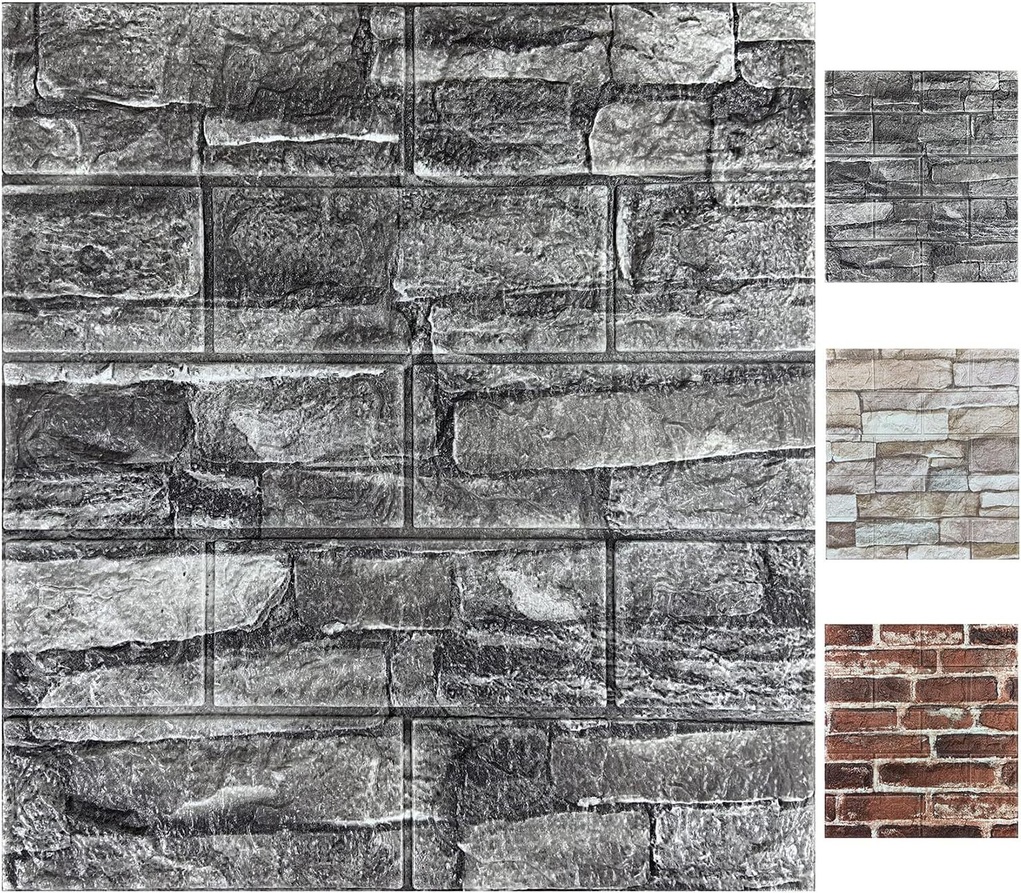 10 Pc 3D Tile Marble Brick Wall Sticker Self adhesive Foam Panel Wallpaper 38*35