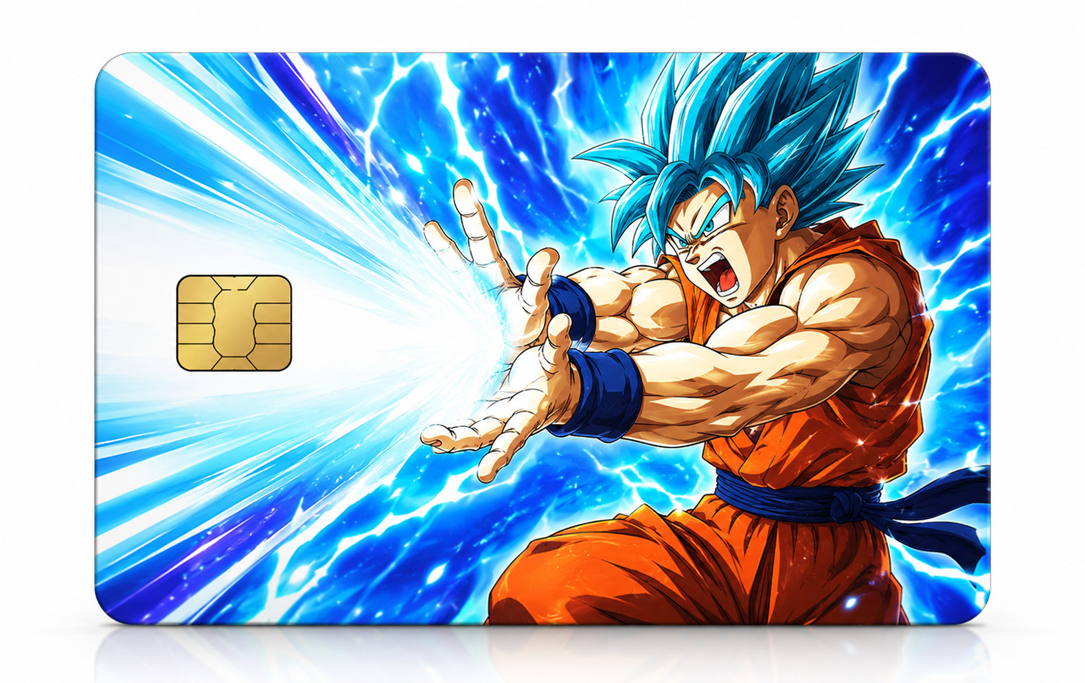 Anime Energy Wave Blue Warrior Debit Card Credit Card Skin Vinyl Sticker