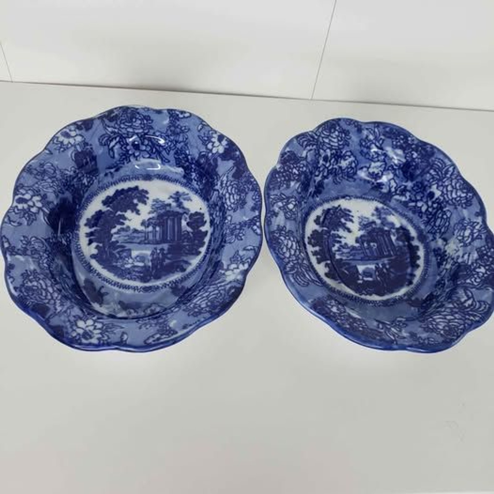2 Vintage Vine circa 1812 Blue Bowls