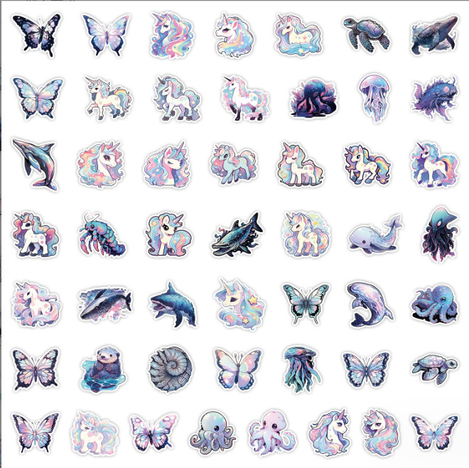 50 Pcs Stickers Cute Unicorns Laptop Luggage Graffiti Fridge Phone Car Vinyl
