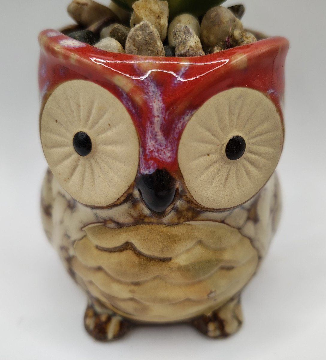Owl Planter with Artificial Succulent Plant