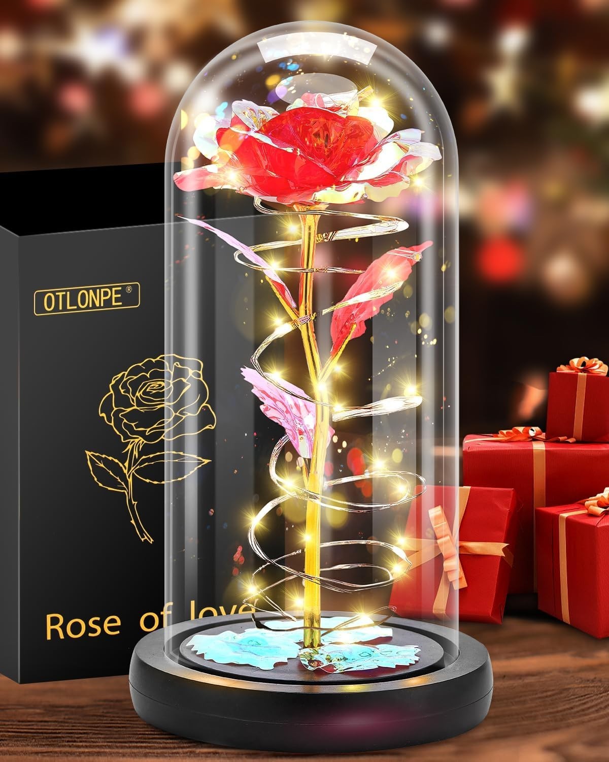Romantic Light-Up Rose Under Glass Dome – Unforgettable Gift for All Occasions