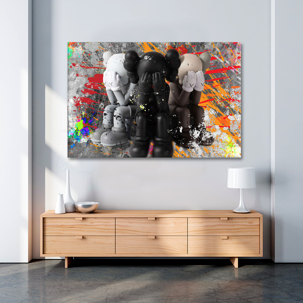 Cartoon Dolls Wall Art Canvas Print Ready To Hang Hypebeast Decor Pop Art Poster