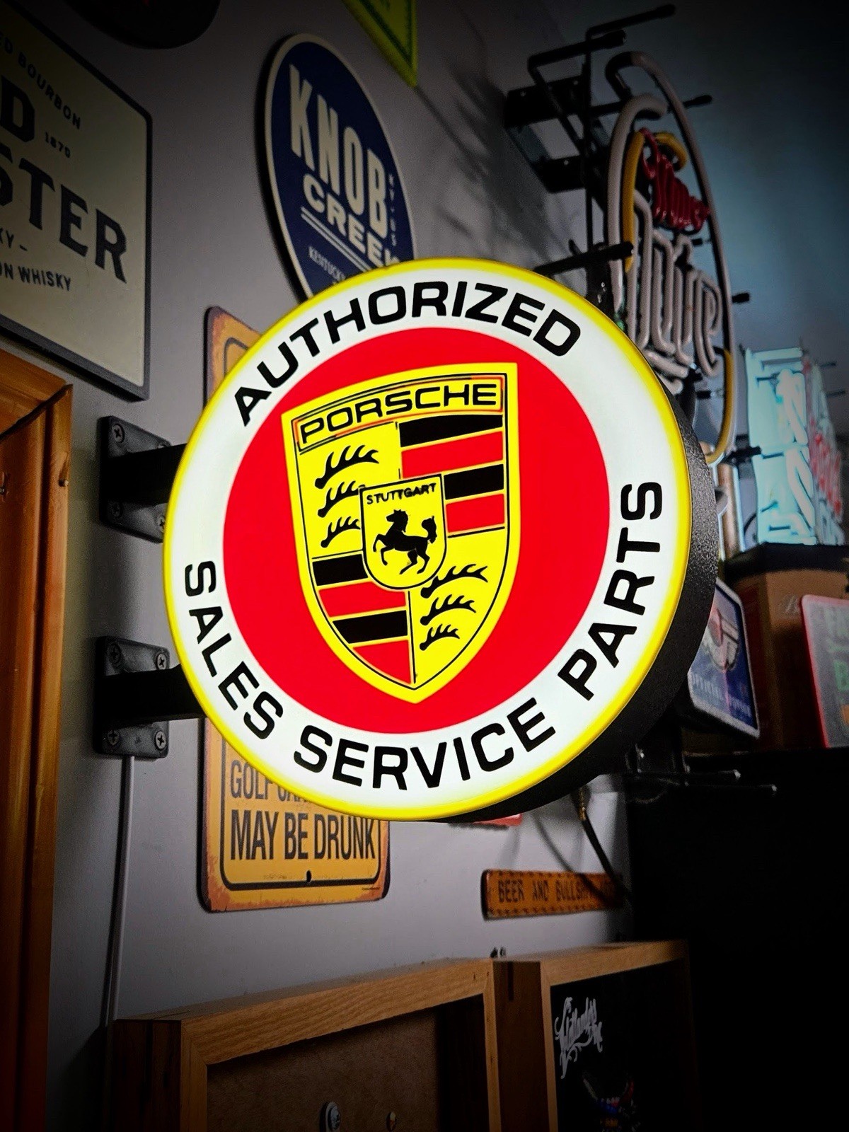 Porsche Sales Service Round LED Light Box | Double Sided RGB Option
