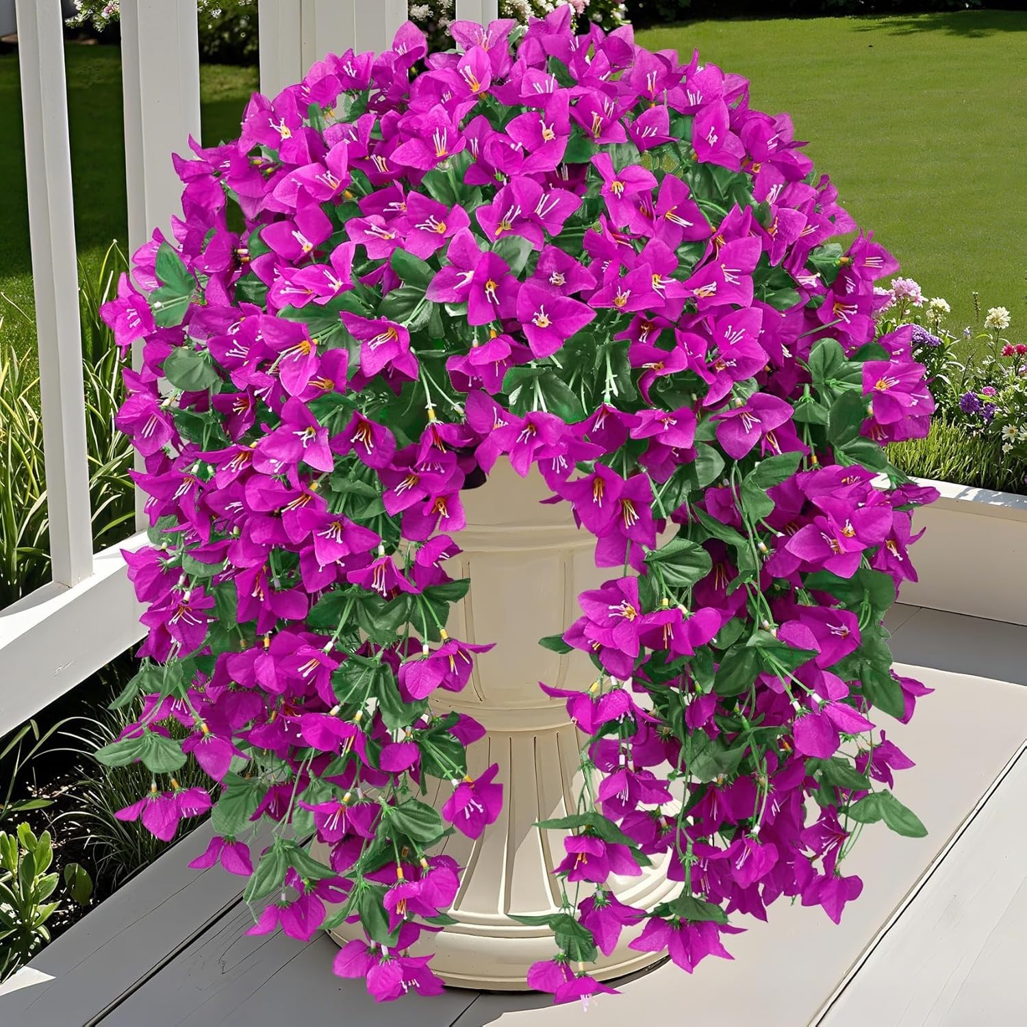 3pcs Bougainvillea Hanging Flower Basket Artificial Silk Outdoor Porch