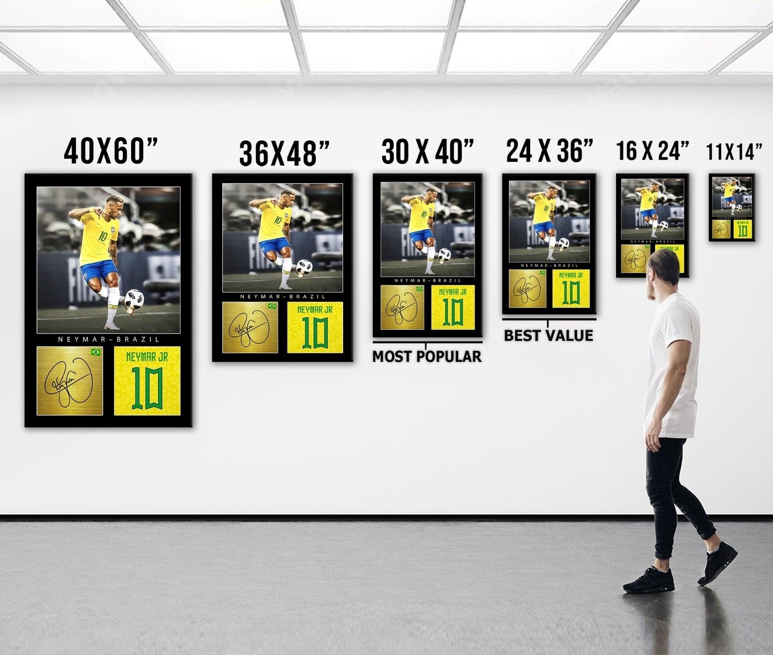 Neymar Jr. Football Canvas Legends Motivational Wall Art Framed Canvas Decor