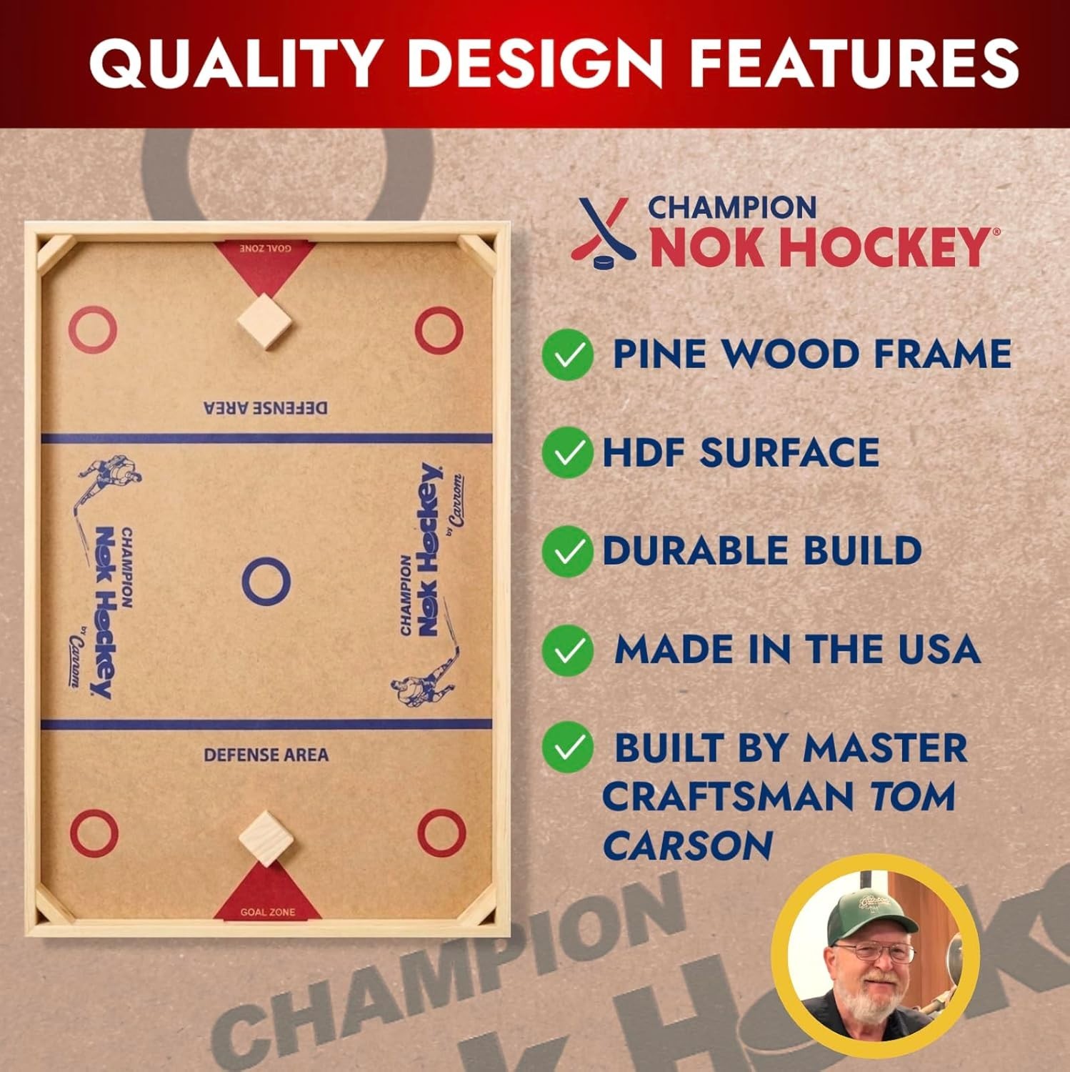 Champion Nok Hockey Game Standard Size — Wooden Board Games for Adults & Chil…
