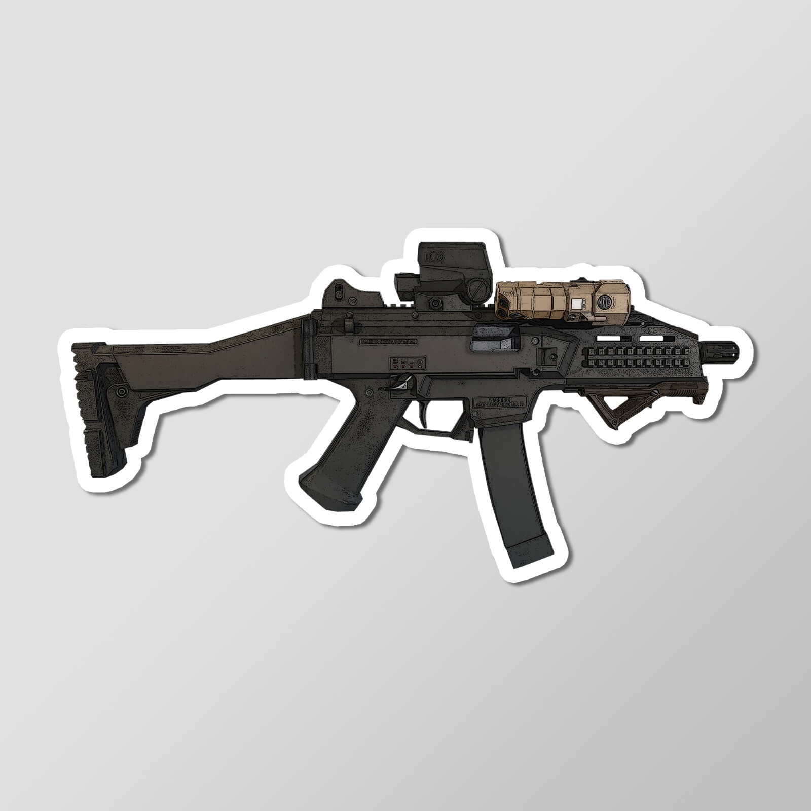 Scorpion EVO 3 A1 SMG Gun Sticker, Laptop Sticker Vinyl Decal 6″ Length