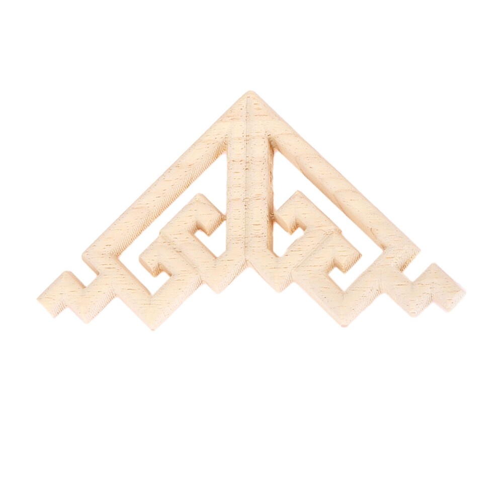 Wood Carved Appliques Onlays Unpainted Corner Wooden Carving Furniture Decal 8CM