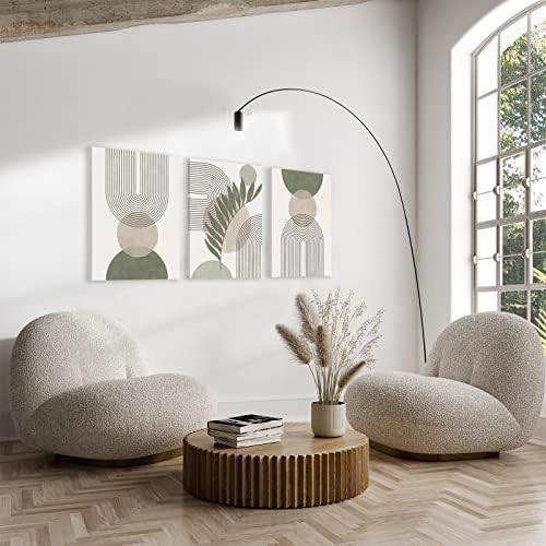 Abstract Geometric Framed Wall Art Set in Sage Green – 12×16 for Any Room