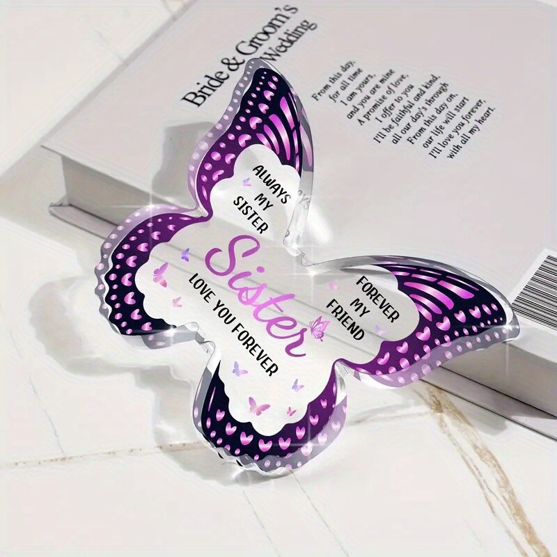 1 Piece Acrylic Butterfly Floral Design “Love You Sisters Forever” Home Decor