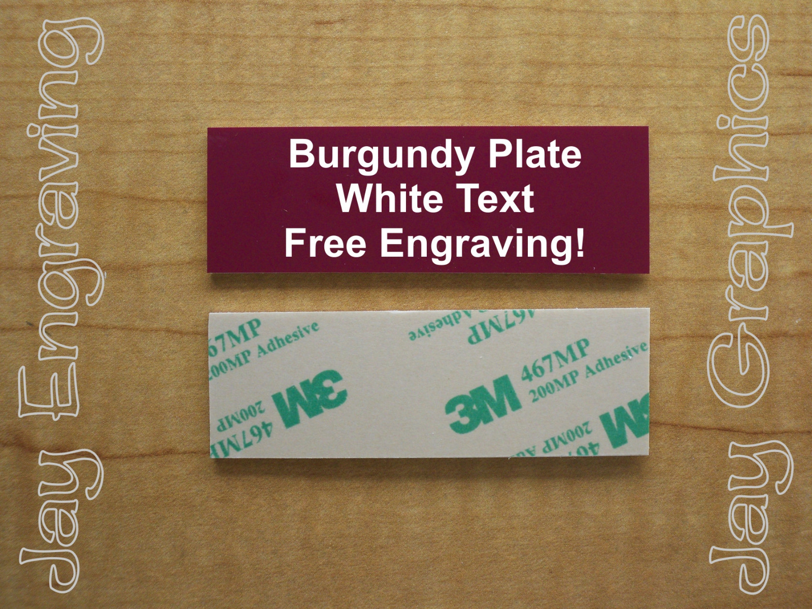 Engraved 1×3 Burgundy Tag Sign Plate | Custom Photo Album Plaque Memory of Urn
