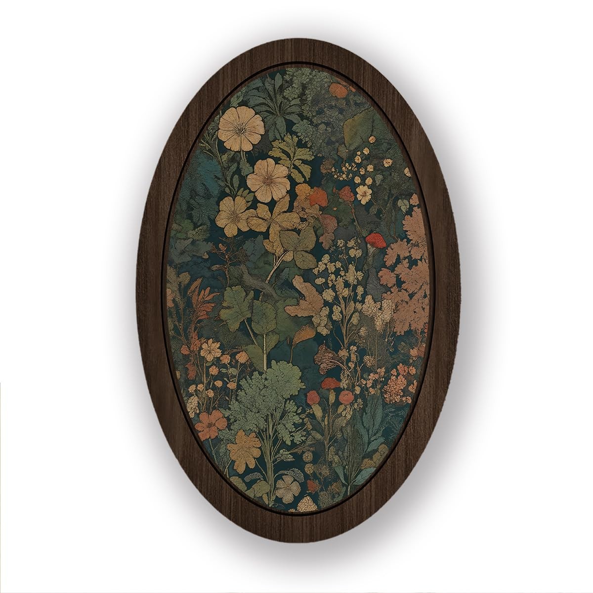 Vintage Dark Academia Wildflower Oval Framed Wall Art Decor,Dark Cottagecore …