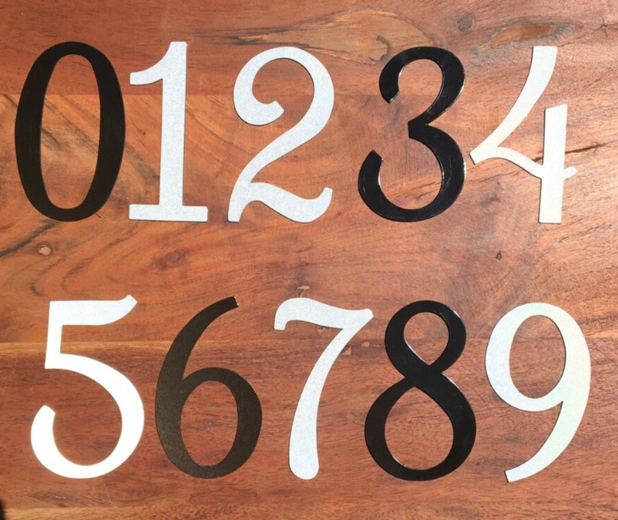 Reflective Magnetic Mailbox Numbers, 3.25 inches, Black/White