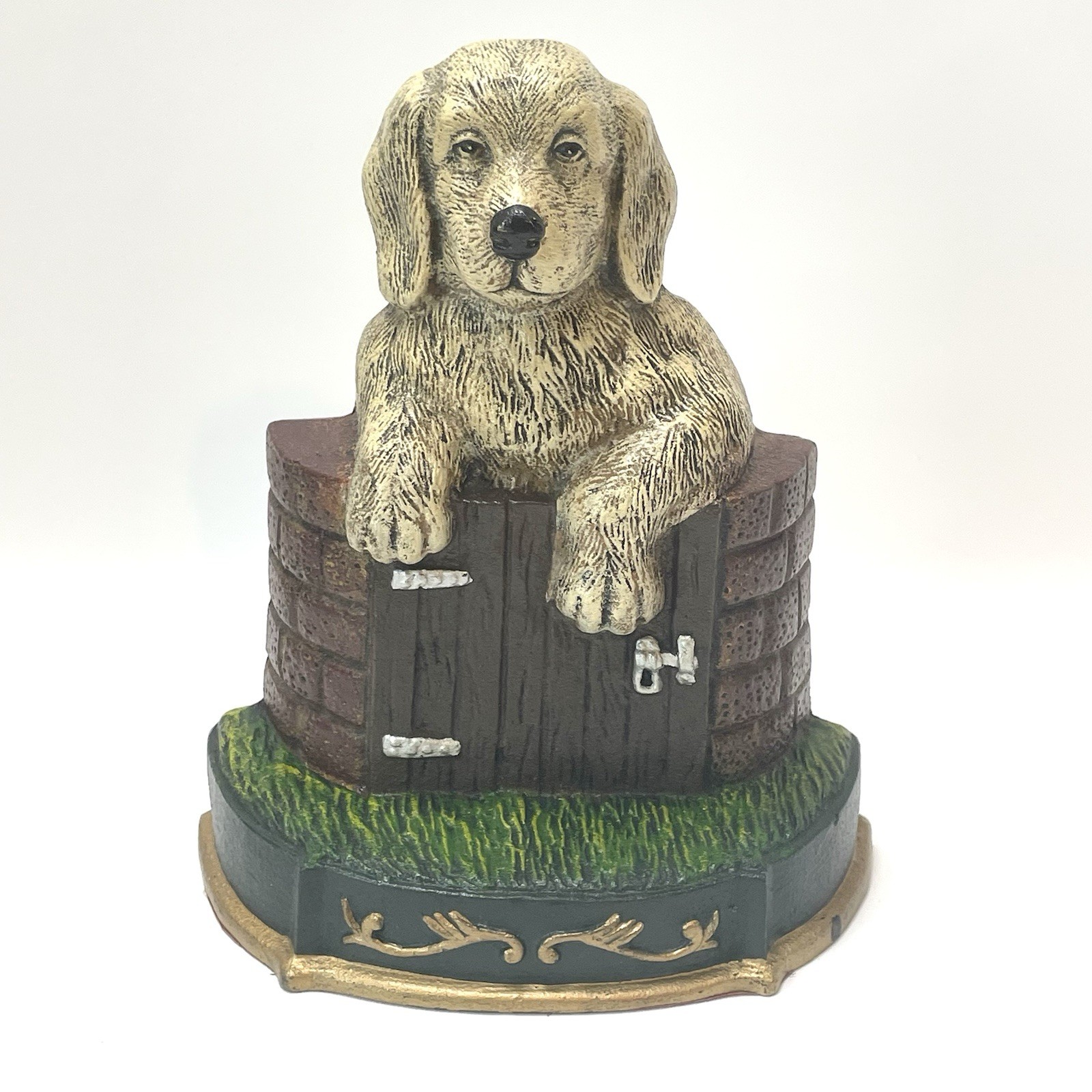 Upper Deck Ltd Golden Retriever Puppy Dog Doorstop Cast Iron 9″