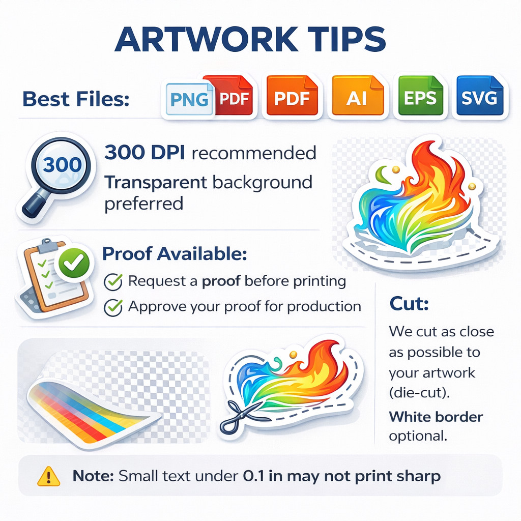 Custom Logo Stickers Vinyl Die Cut Decals Waterproof UV Resistant 2″-20″