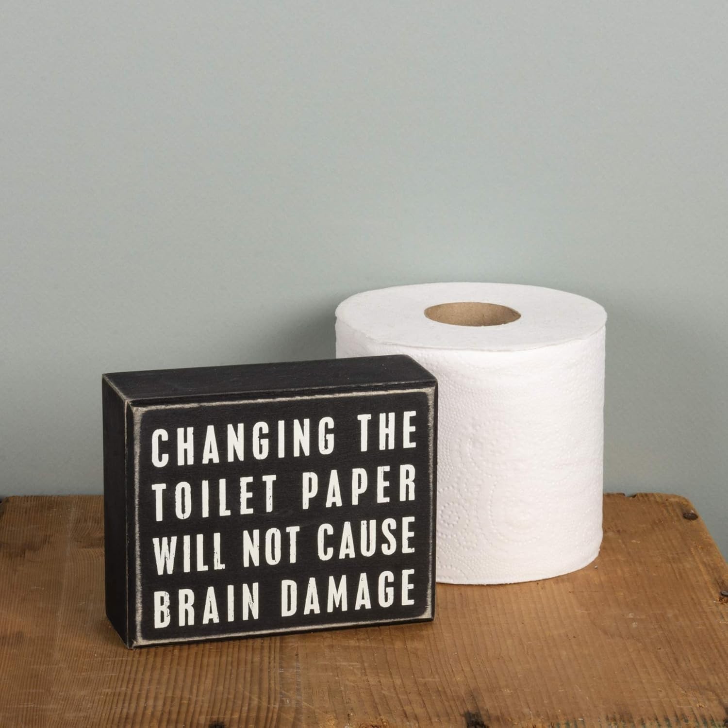 Classic Box Sign, 5 x 4-Inches, Changing The Toilet Paper