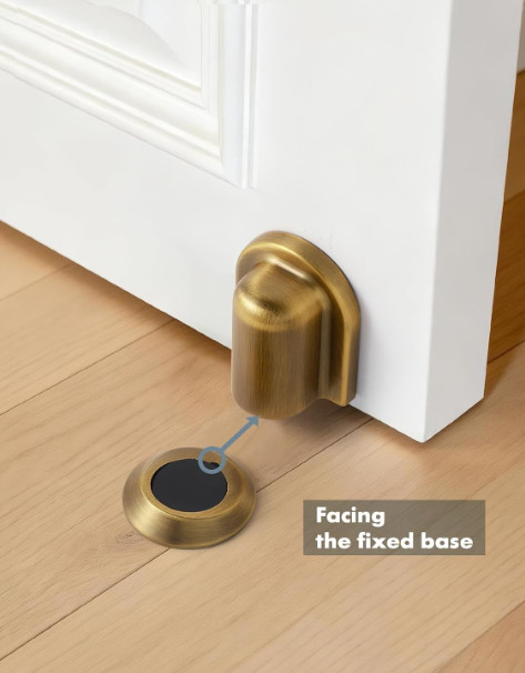 Magnetic Door Stop Floor Mounted Door Holder Stopper Black Metal Adhesive or Scr