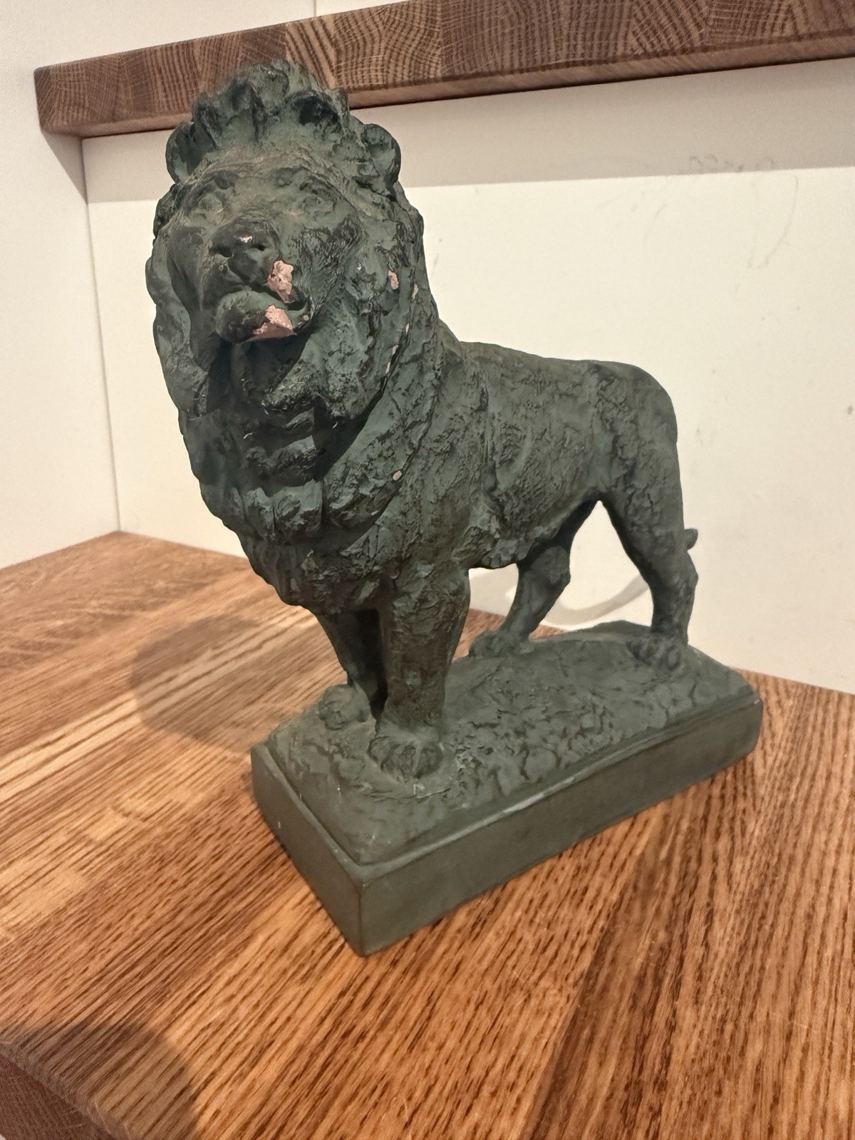 Art Institute Of Chicago Museum Lions Sculptures Pair Medium Green Resin Statues