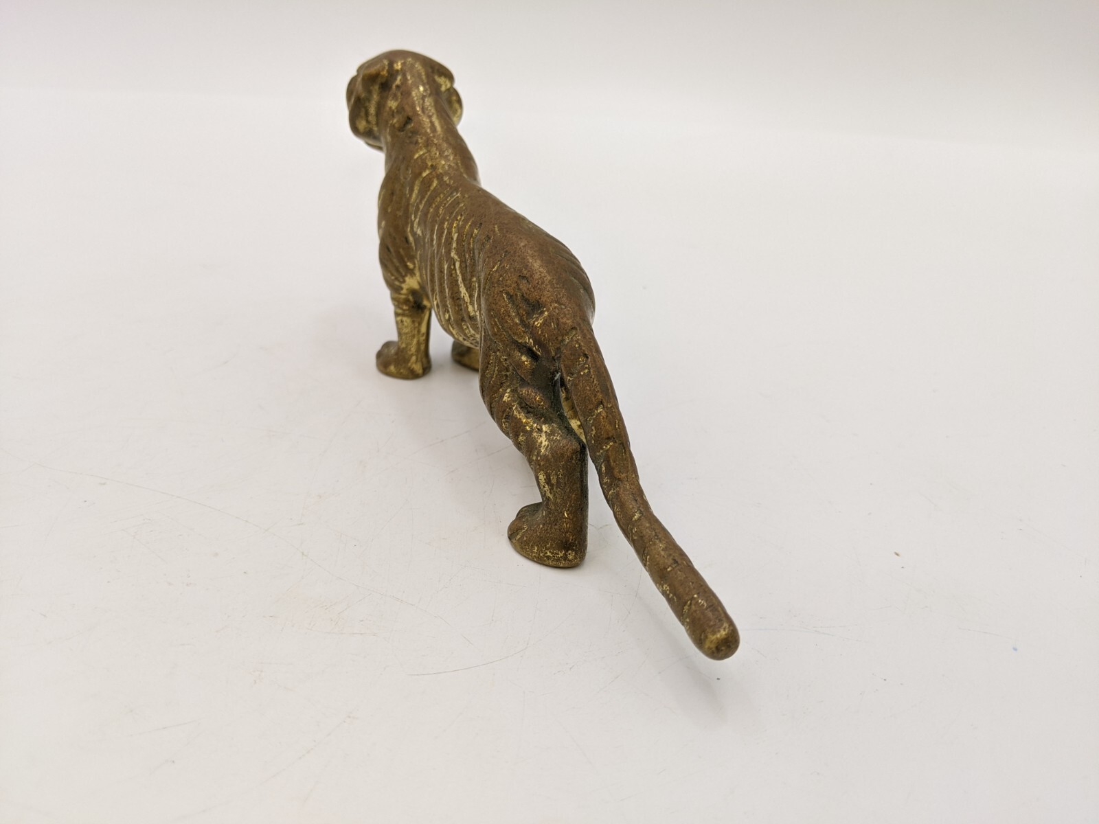 Solid Brass Striped Tiger Animal Statue Figurine Feng Shui 6-1/2″ Length