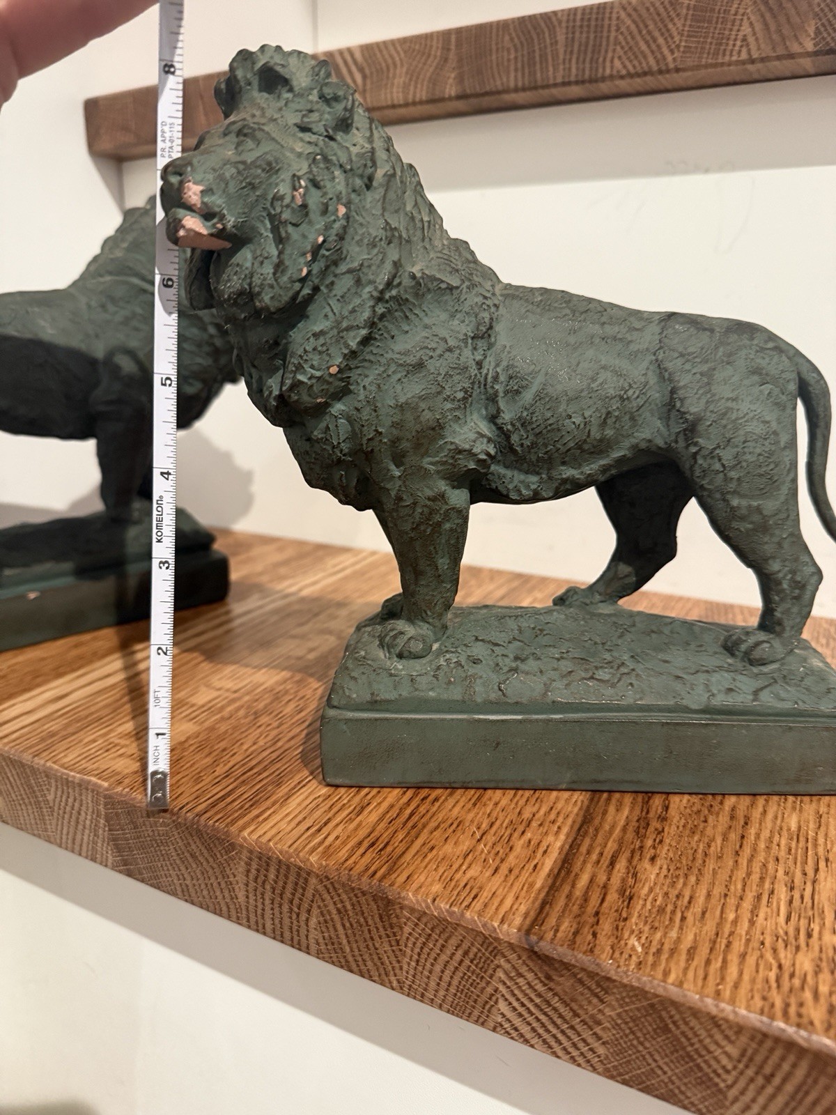 Art Institute Of Chicago Museum Lions Sculptures Pair Medium Green Resin Statues