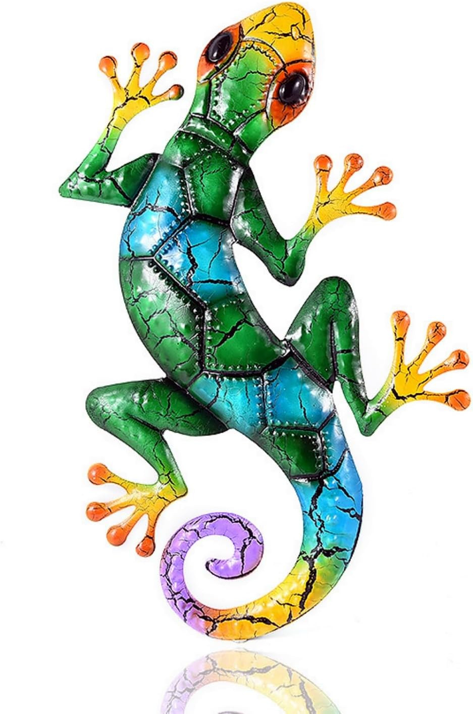 Metal Gecko Wall Decor,Outdoor Hanging Lizard Wall Art,Colorful Metal Lizards Wa