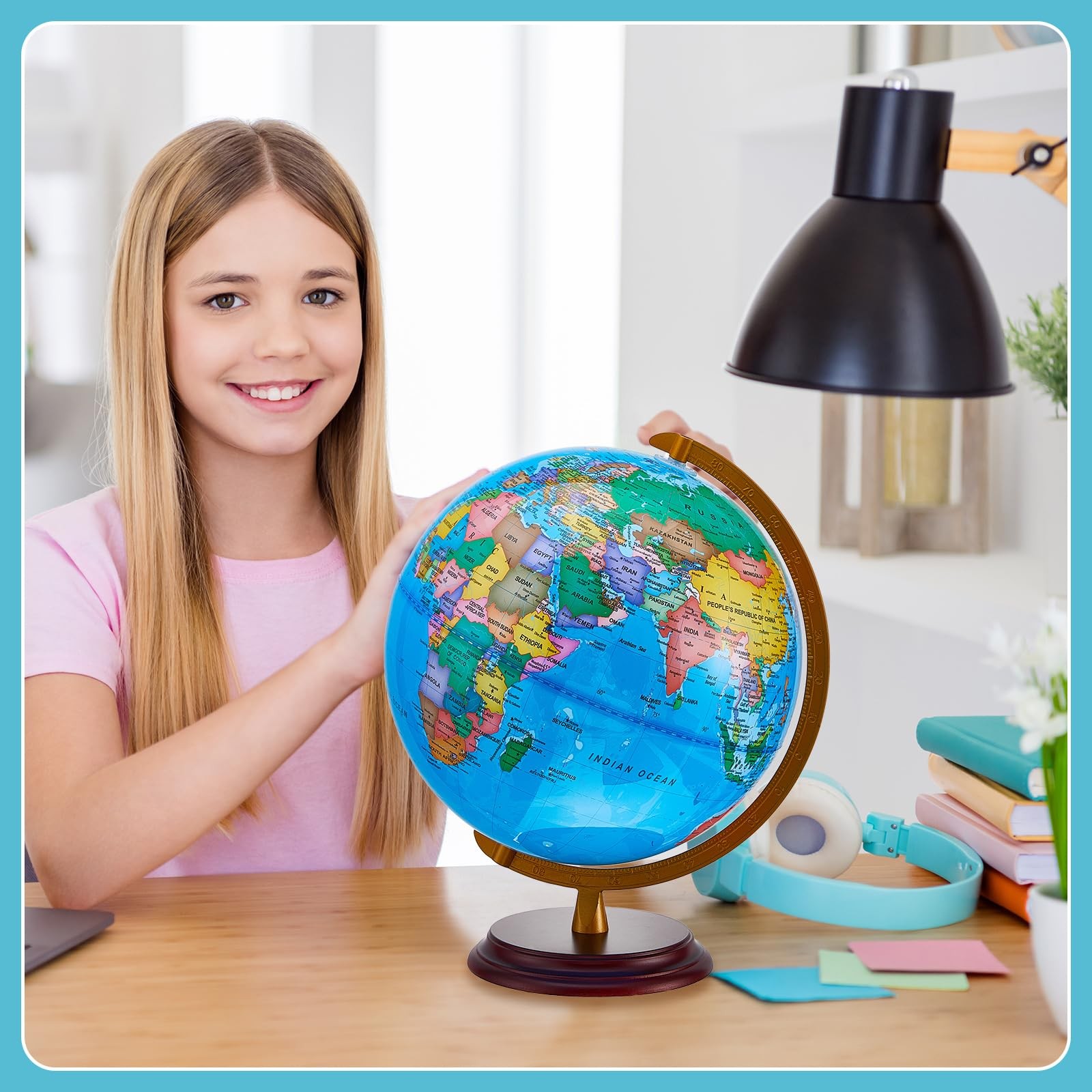 13” Illuminated World Globe for Adults 720°/360° Rotation Rewritable Kids Li…