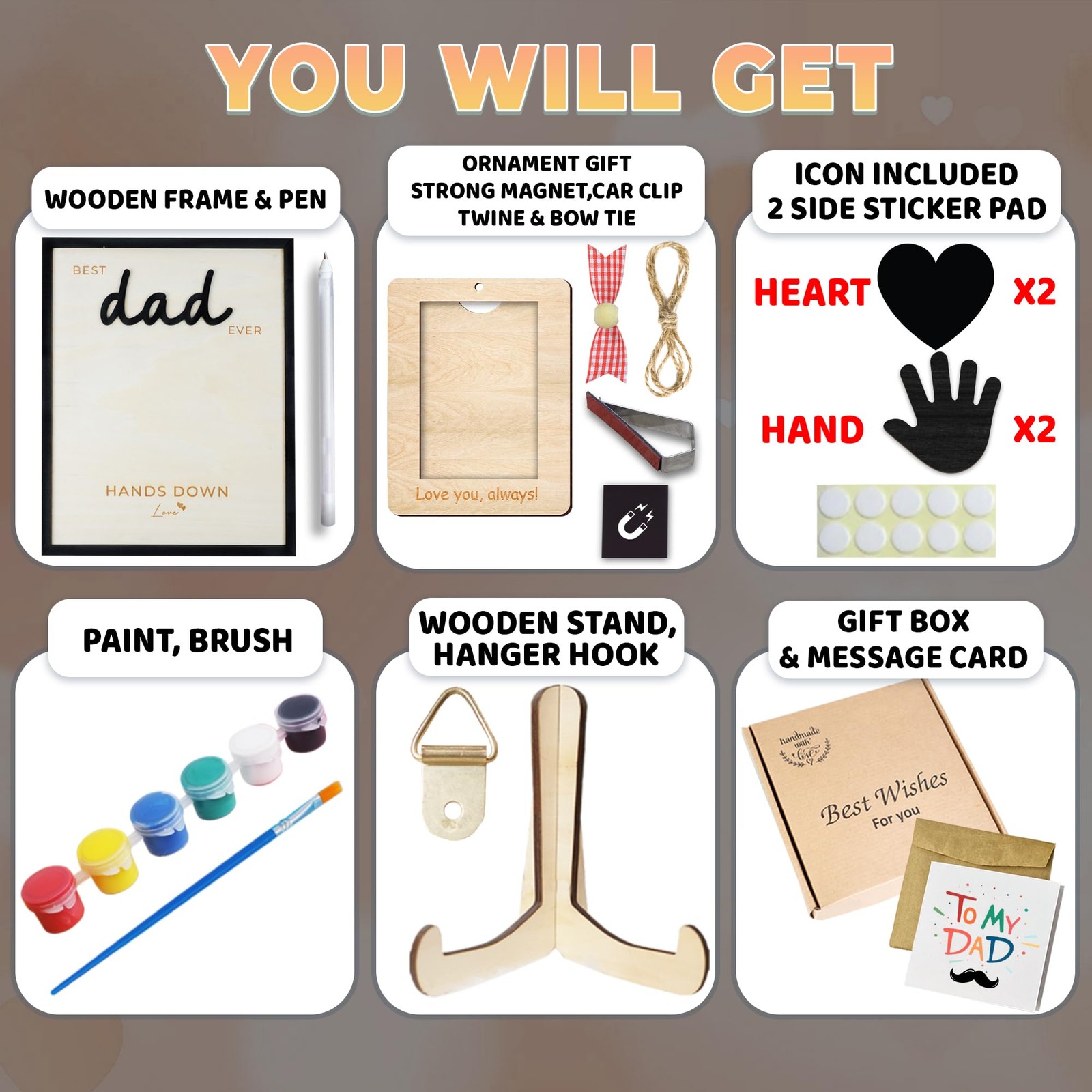 10″ Best Dad Ever Hands Down Sign DIY Dad Gifts from Kids Handprint Kit with …